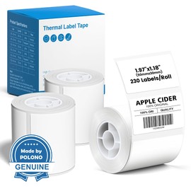 POLONO Thermal Labels for PM220S Label Maker, 1.97"x1.18" (50x30mm), Multi-Purpose Thermal Sticker Label Tape, Self-Adhesive Thermal Paper for Home, Office, 230 Labels/1Roll, 3 Roll (White)