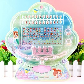Feifei’S Bow 120PCS Toddlers Princess Elsa Mermaid Kids Girls Nail Press on Pre-Glue Full Cover Glitter Mermaid Kids Stick On False Nail Art Kits Set Girls Birthday Gift (Mermaid)
