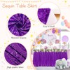 PATYDEST Purple Table Skirt 6FT for Rectangle Tables Sparkly Sequin