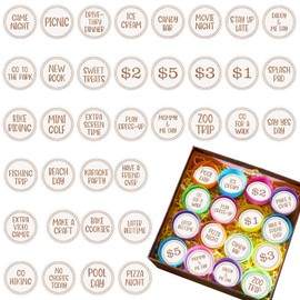 Seeloowy 36 Pcs Easter Egg Tokens Easter Egg Fillers Wood Easter Reward Tokens Easter Party Favors Easter Gift for Kids Easter Basket Stuffers Gifts(Round)(Round)