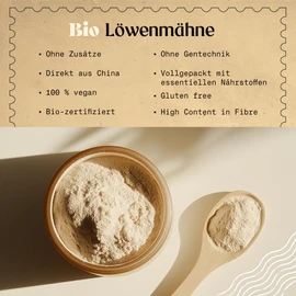NaturaleBio Lions Mane Powder 100 g | 100% Organic, Vegan, Gluten Free | Promotes Cognitive Function, Gut Health & Immune System | Rich in Bioactive Substances | Easy to Take