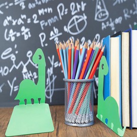 Artkingdome Cartoon Dinosaur Bookends, Book Ends Racks Stand, Nonskid Slip Dino Reading Room Decor, Metal Bookends, Decorative Gift