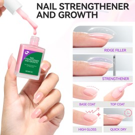Gelike ec Nagelhärter Wachstums Nagel Rillenfüller: Hellrosa Nagelverstärker Reparatur für Dünne Beschädigte und Brüchige Nägel 15ml