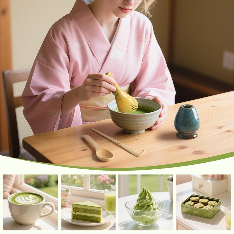 Matcha Set 4 Pieces Japanese Ceremony Resin Matcha Whisk Bamboo