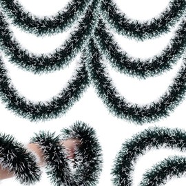 50Ft Christmas Garland,Green Christmas Tinsel Garland Christmas Metallic Twist Garland Ceiling Hanging Christmas Garland for Indoor Outdoor Xmas Tree Stair Fireplace Party Christmas Decor