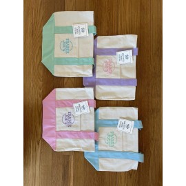 Unbranded NEW TRADER JOE'S MINI CANVAS TOTE PASTEL - SET OF 4 - PINK LAVENDER  BLUE GREEN