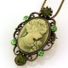 Soulbreezecollection Green Cameo Pendant Necklace Fashion Jewelry for Women Teens