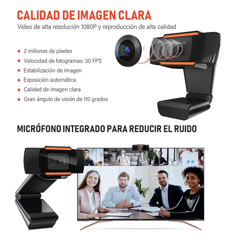 1080P HD Cámara Web, MTQ Webcam PC con Microfono,Cámara de