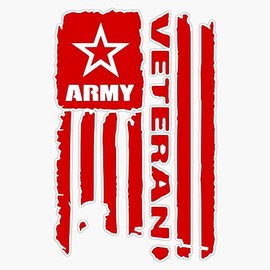 HOF Trading Us Military Red Veteran Flag Vinyl Sticker Waterproof Decal Laptop Wall Window Bumper Sticker 5"