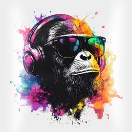 Shirtracer Kissen 40x40 Zierkissen - DJ AFFE cool Monkey Geschenk Festival I Coole Musik Geschenke Gaming I DJ Geschenk Affen - 40 x 40 cm - Weiß