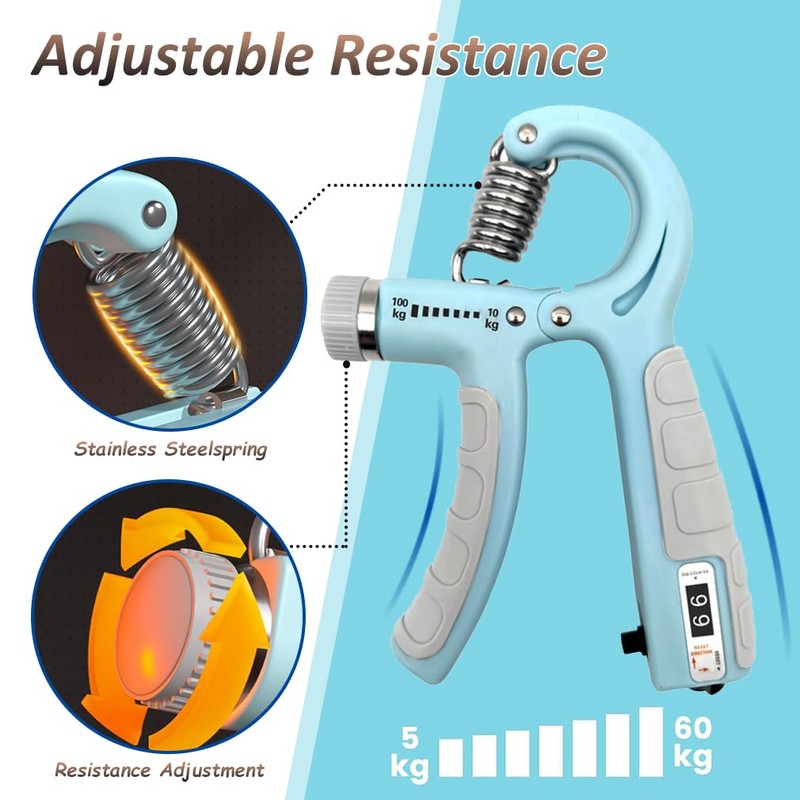 Hand Grips Strengthener with Count, Finger Handgrip Wrist Squeezer Exerciser