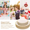 60 Pcs Ivory Scalloped Plastic Plates with Gold Trim, Heavy-Duty