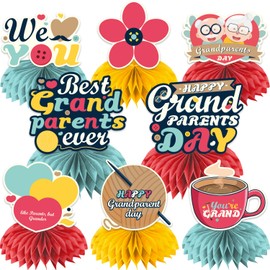 8Pcs Grandparents Day Decorations Honeycomb Centerpieces, Happy Grandparents Day Decorations for Table, Happy Grandparents Day Table Decorations Grandma and Grandpa Party Supplies Centerpieces