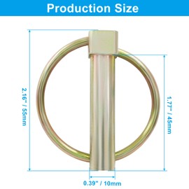 LifCratms 6 PCS 3/8 Lynch Pin, Linch Pin with Ring, Shaft Locking Pin Heavy Duty Lynch Pin Assortment Kit for Farm Tractors Trailers Trucks Mowers Trolley Horsebox (10x45mm)