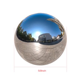Nerien 12 Inch Gazing Ball, Stainless Steel Garden Mirror Globe, Polished Ornament Sphere, Hollow Floating Reflective Hemisphere, Home Outdoor Pond Housewarming Swimming Pool Decoration Gifts, Silver