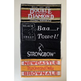 Pub and Bar Accessories Set of 4 Black Cotton Medium Bar Towels