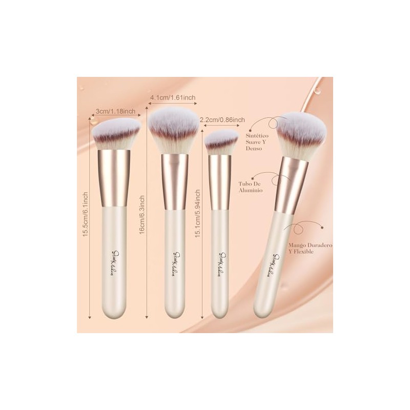 Start Makers 3pcs Brochas Maquillaje Corrector Rubor Base Contorno Suaves