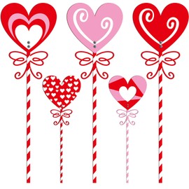 Yaocom 5 Pcs Valentine's Day Metal Heart Garden Stakes 24.4''/ 12" Large Heart Planter Yard Sign Heart Decorative Planter Stakes Decorations for Patio Pathway Indoors Outdoor Decorations