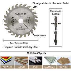 FINGLEE DT Wood Saw Blade TCT Circular Cutting Blade for Woodworking (5pc 3 inch)