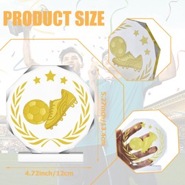 Donrime Football Trophy- Acrylic Sports Trophy Award Football Sign Keepsake Football Match Gift Game Prize for Football Team Athlete Coach Club Member Football Lover Gift 4.72 x 4.72 Inch