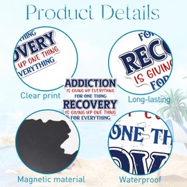 Sobriety Gifts Fridge Magnets Decorations, 7 Pcs Addiction Recovery Inspirational Quotes Design Refrigerator Magnets, Self Reminder Magnetic Stickers for Locker Whiteboard Decor