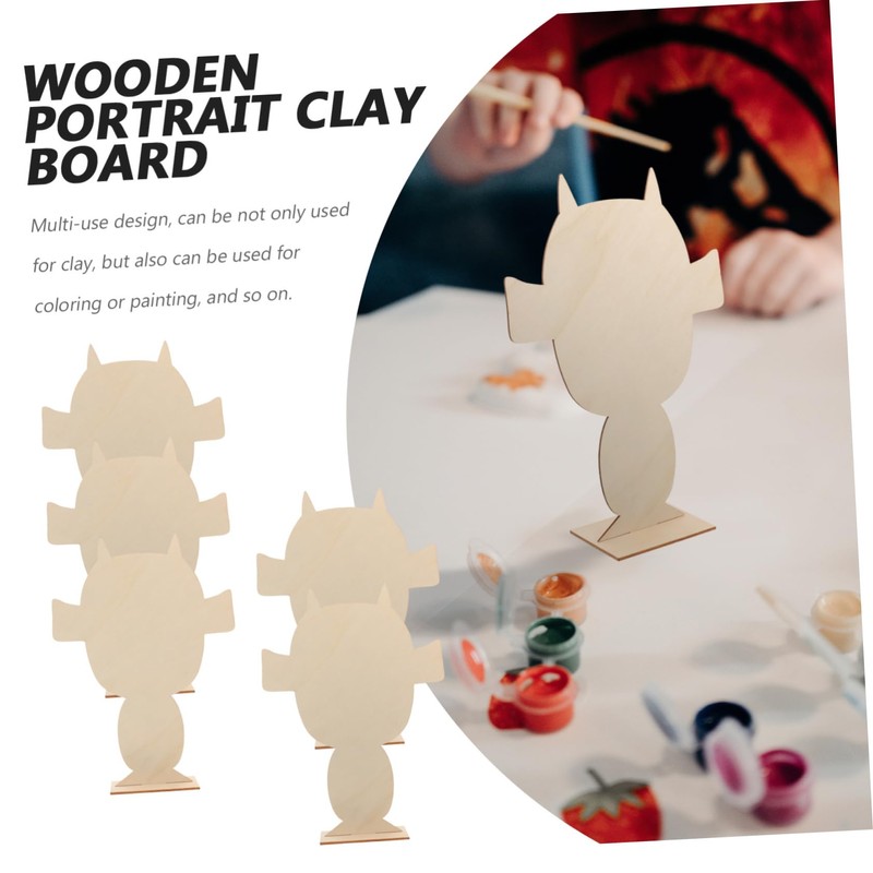 jojofuny 5pcs Wooden Portrait Clay Board Creative DIY Art Board