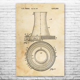 Nuclear Power Plant Cooling Tower Poster Print, Power Technician, Engineer Gift, Industrial Decor, Power Station Art