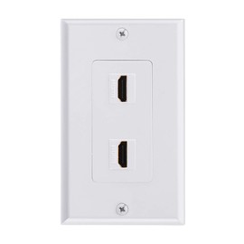 TENINYU Dual HDMI Wall Plate, HDMI Socket Plug Insert Jack Outlet Panel Mount Support 4K 60Hz HDR 1080P 3D Ethernet Built in High Speed Cable Extension Coupler for Projector & Home Theater (2 Port)