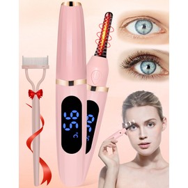 Heated Eyelash Curlers - Eye Lash Curler Heat - Mini Electric Eyelash Curler with LED Display 3 Temp Settings USB Rechargeable Natural Curling 24H Long Lasting for Women Makeup Tools Gifts-8405