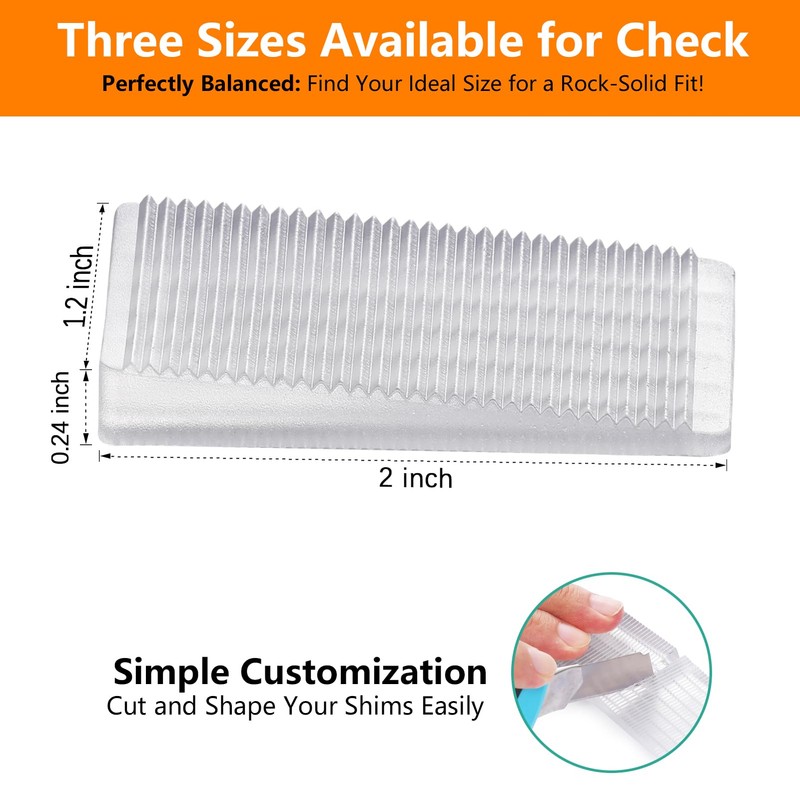 Flexible Plastic Shims 12pcs Kit Size Variety | Clear Leveling