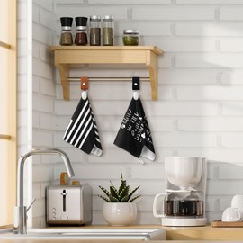 Zonon 12 Pcs Leather Towel Clips for Kitchen Hanging Tea Towel Holder with Ring for Kitchen Bathroom Oven Handle Dishwasher Cabinets Stoves Rods or Racks