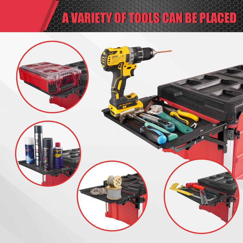 Folding Magnetic Side Table Compatible with Milwaukee Packout Toolbox –