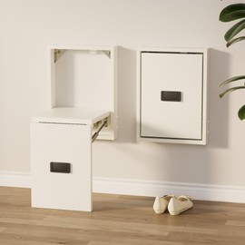 tonchean Wall-Mounted Foldable Shoe Bench Solid Wood Shoe Changing Stool Space Saving Door Shoe Cabinet Hidden Footstool Entryway Seat for Entryway Bathroom Hallway, Maximum Load 300lbs