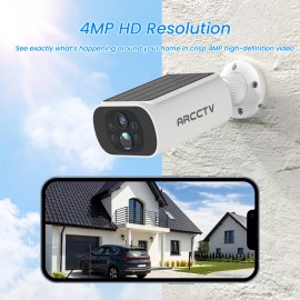 ARCCTV 4MP Solar Security Camera WiFi Wireless Battery Smart Home Outdoor 2Pack