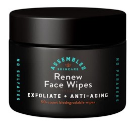ASSEMBLED Toallitas Faciales Renew, 50 Unidades (1 Paquete). Toallitas Exfoliantes, Antiedad Y Pre-Afeitado.