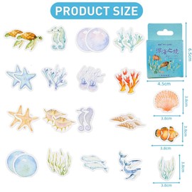 46PCS Watercolor Ocean Stickers, Special Shaped Marine Life Collection Stickers for Scrapbooking, DIY Sticker Decoration, Suitable for Decorating Books, Gifts for Adult, Child