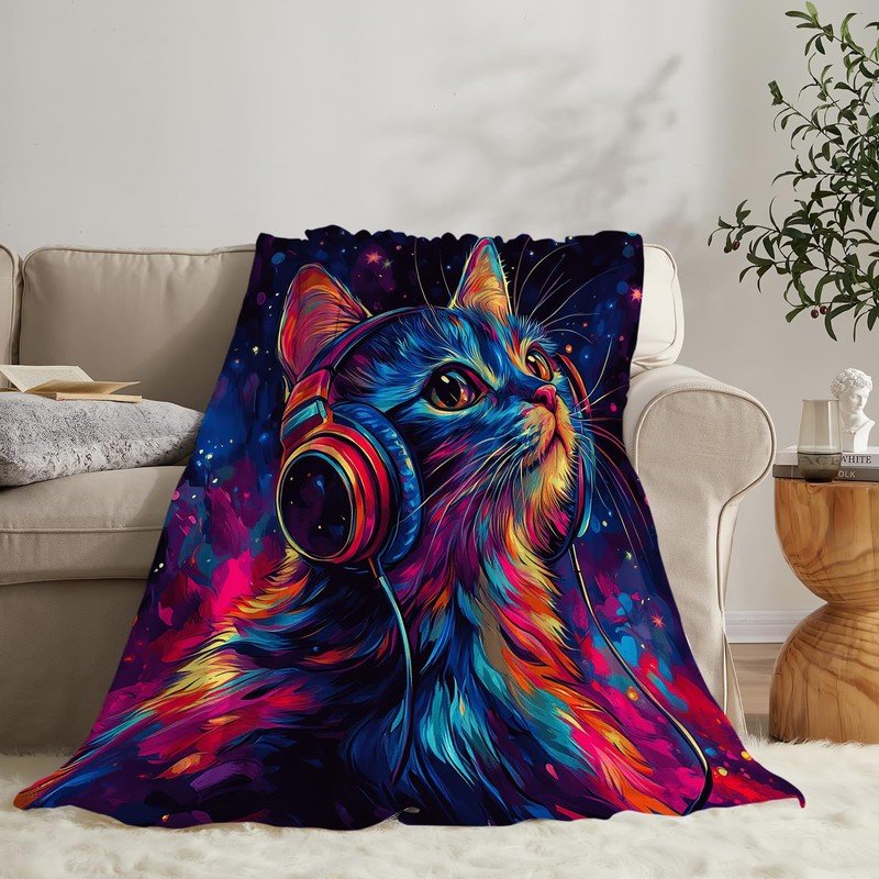 Cat Blanket Plush Cozy Cute Funny Cat Lovers Throw Blankets