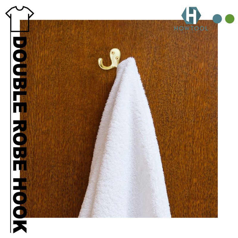 HOWTOOL Double Prong Towel Hook 5 Pack Champagne Brass with