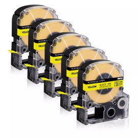 GREENCYCLE 5PCS Compatible with EPSON LK-3YBW KingJim SC9YW 9mm Tape Black on Yellow Label