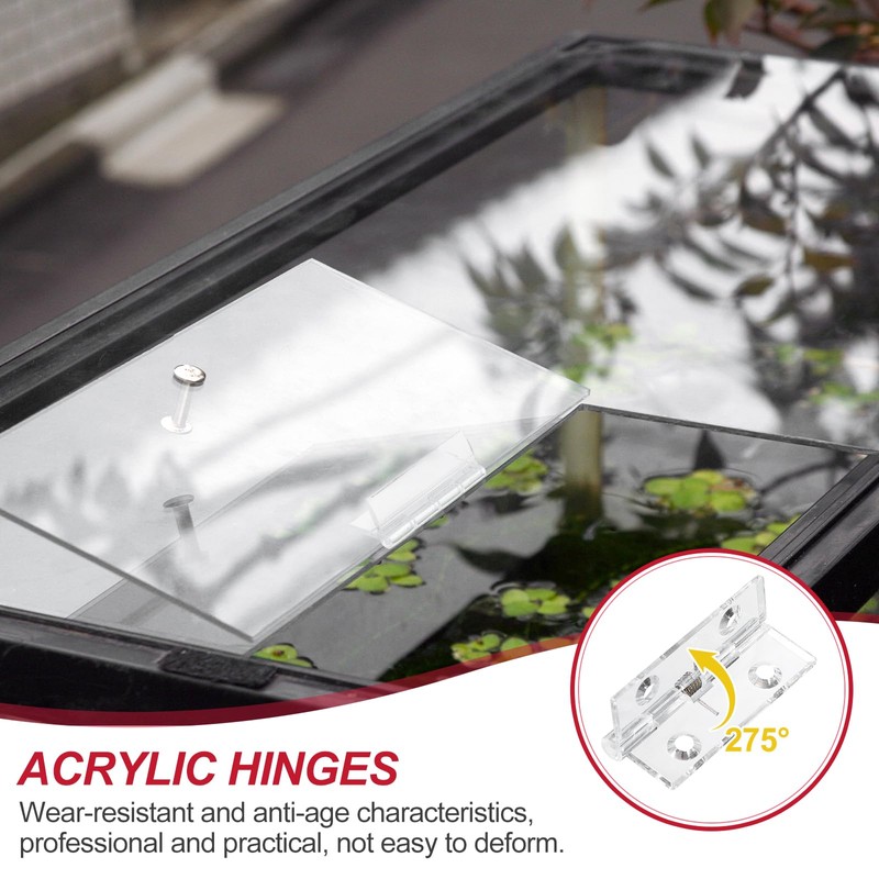 sourcing map Small Acrylic Hinges Plastic Spring Clear Hinge 45