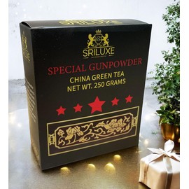 SRILUXE - Loose Leaf Special Gunpowder Green Tea | Full-bodied Flavour | 100% Pure & Natural | Fresh Harvest NON GMO | Vegan Friendly (250g)