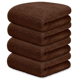 DECASATEXTIL 4er-Pack Waschlappen, 50 x 100 cm, Baumwolle, 450 g/m², weich und saugfähig, für Bad, Fitnessstudio oder WC (braun)