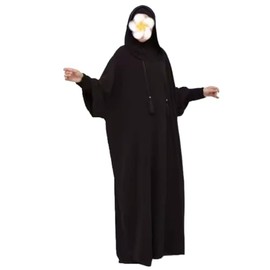 Abaya Muslim Dress Abaya Batwing Sleeve Prayer Clothes Middle East Kaftan Dubai Islamic Dress Solid Casual Loose Fit Arabian Outfit Ramadan Long Dresses (Medium (Size 2), Black), Black, Small-Medium