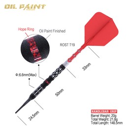 CUESOUL Handlebar Grip 20 g Soft Tip 90% Tungsten Dart Set with Oil Paint and Unified Rust T19 Flight