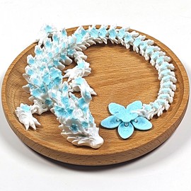 3d Printed Dragon, Blue and White Cherry Blossom Fidget Toys, Articulated 3D Printed Dragon for Desk Decoration, Desk Toys Home Office Decor