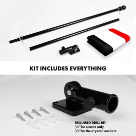 UD_Flag Pole 6FT Black Tangle Free & Yemen Yemeni Flag 3x5 Ft Combo Printed 150D Polyester By G128