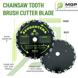 MGP Supply 9" Chainsaw Brush Cutter Blade - 20 Tooth Circular Trimmer Saw Blade - for Trimming Trees, Clearing Underbrush, Cutting String, Weeds and Bush