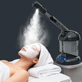 Vaporizador facial nano iónico para limpieza profunda, vaporizador facial portátil de ozono con brazo extensible giratorio de 360°, humidificador para cuidado personal en casa o salón.