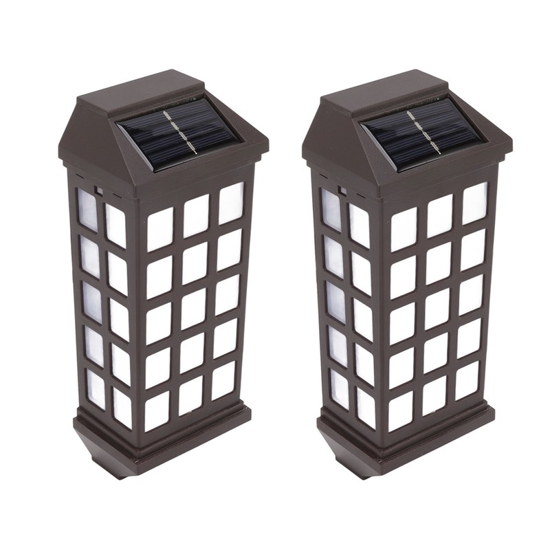 2 Sets Solar Wall Sconce LED White Light Intelligent Control