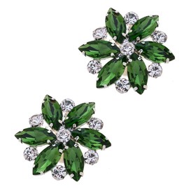 Ruihfas Fashion Bridal Wedding Party Shoe Clips Rhinestone Shoe Buckle Multi Color, 2Pcs (Green)